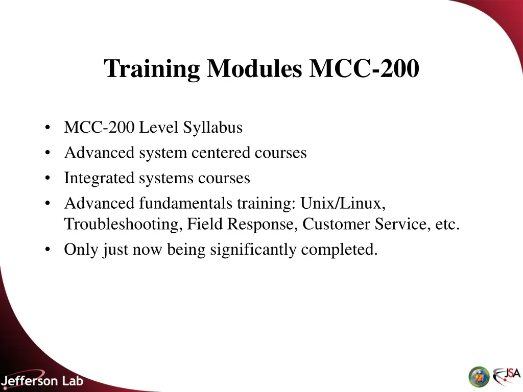 training modules mcc 200