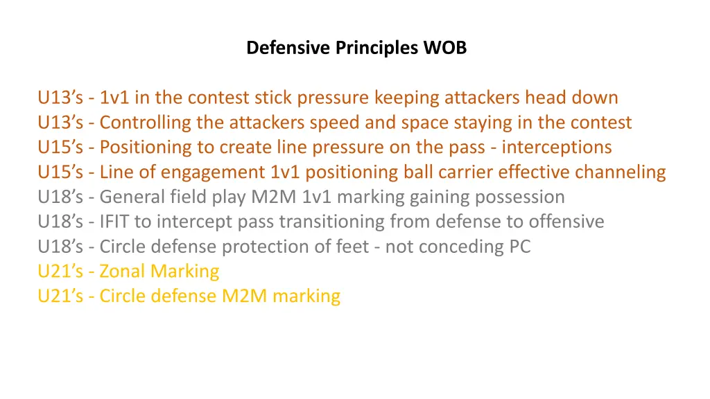 defensive principles wob