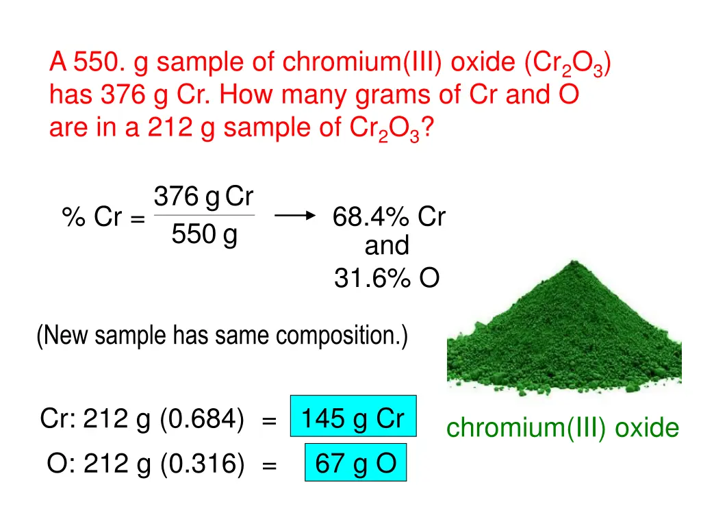 a 550 g sample of chromium iii oxide