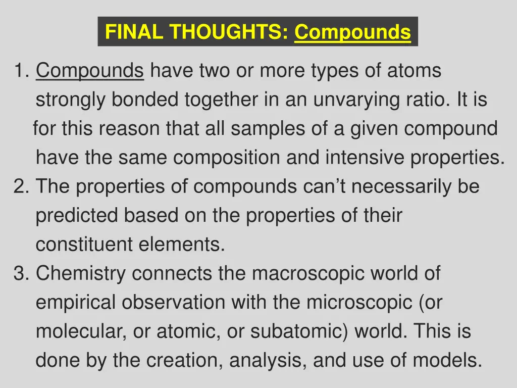 final thoughts compounds