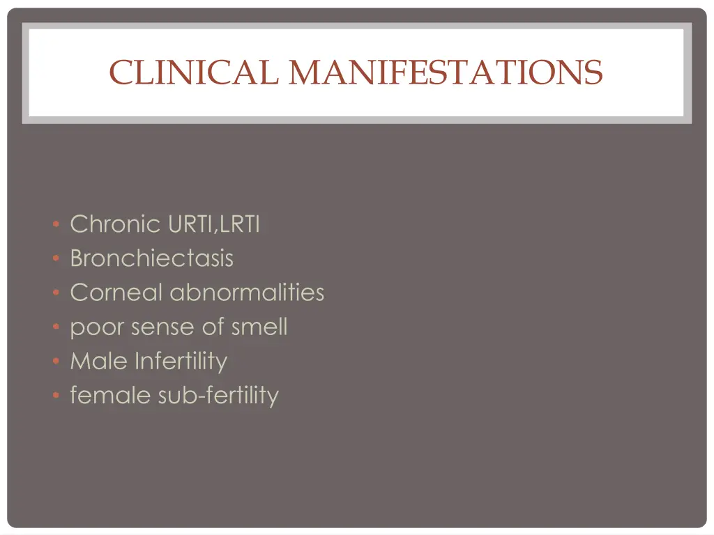 clinical manifestations