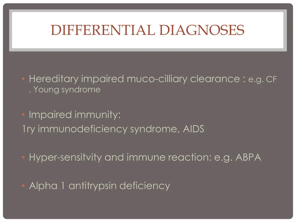 differential diagnoses