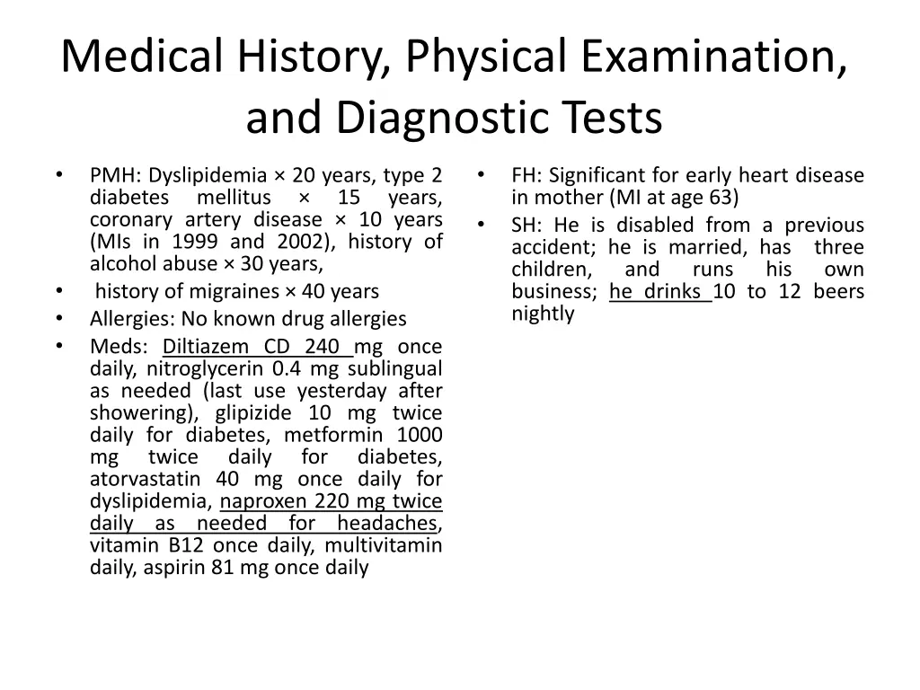 medical history physical examination