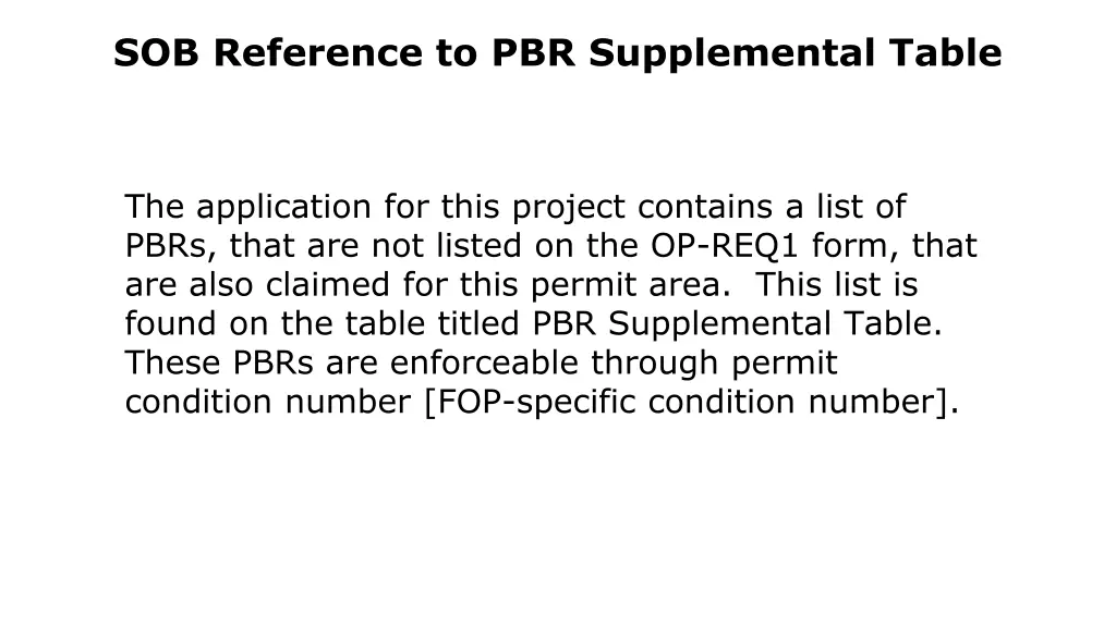 sob reference to pbr supplemental table