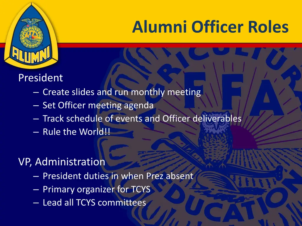 alumni officer roles