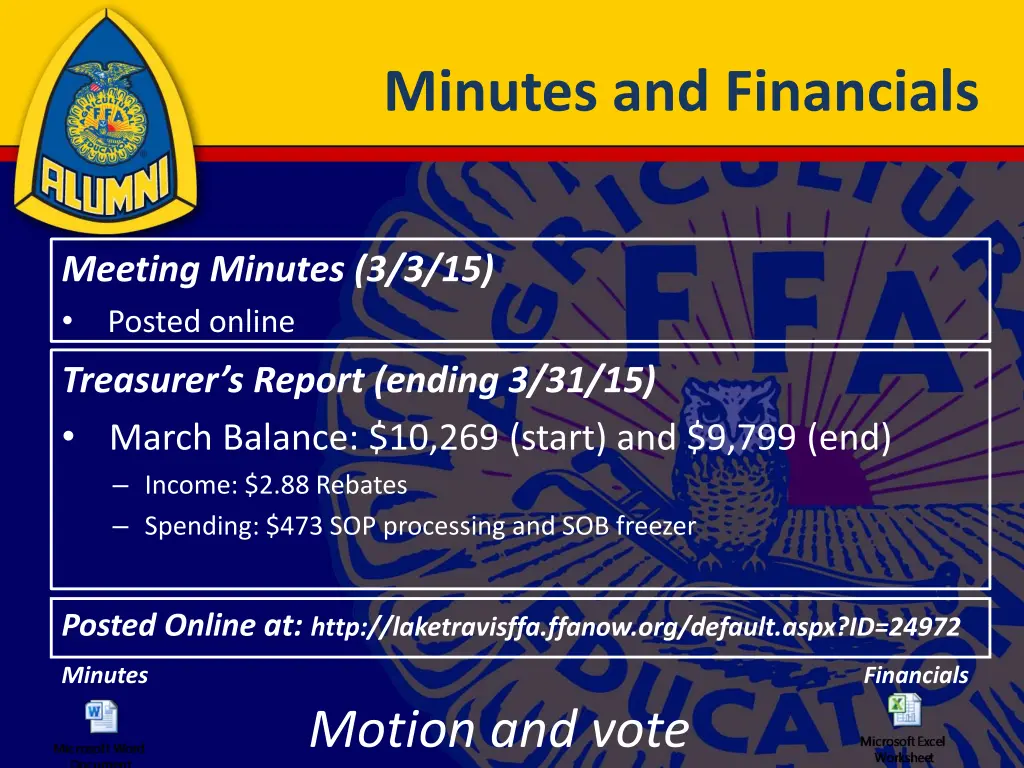 minutes and financials