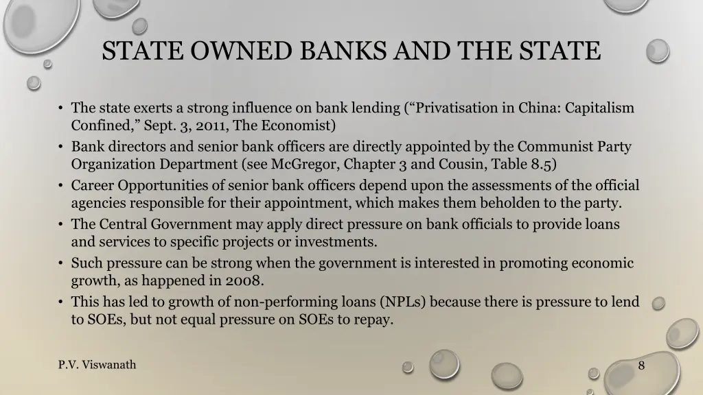 state owned banks and the state