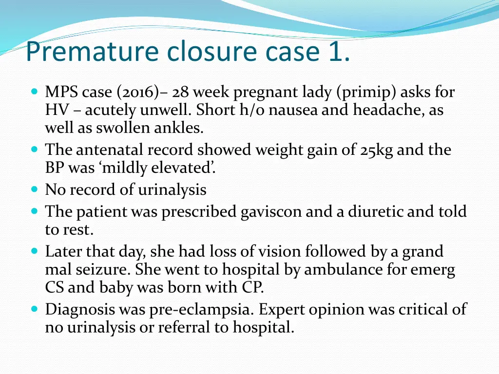 premature closure case 1