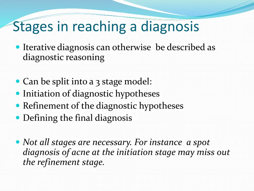 stages in reaching a diagnosis