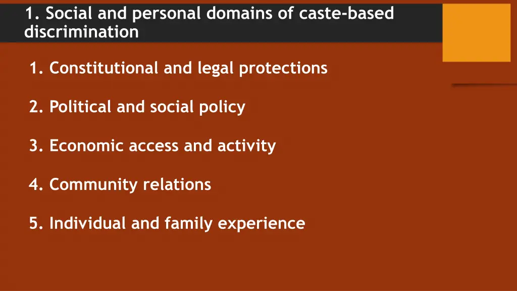 1 social and personal domains of caste based