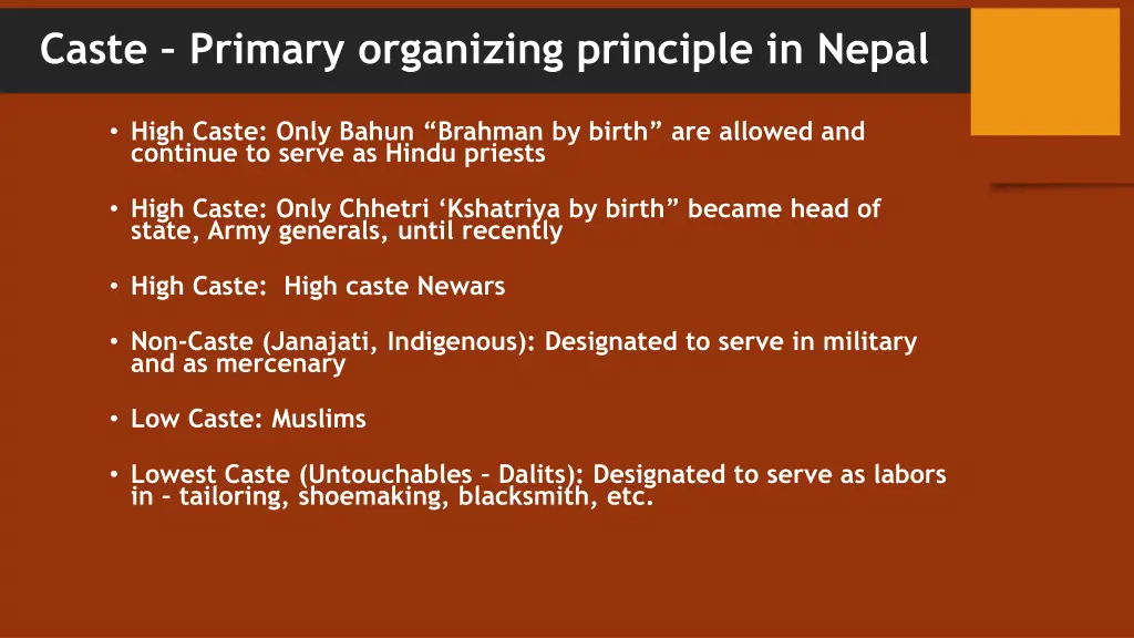 caste primary organizing principle in nepal