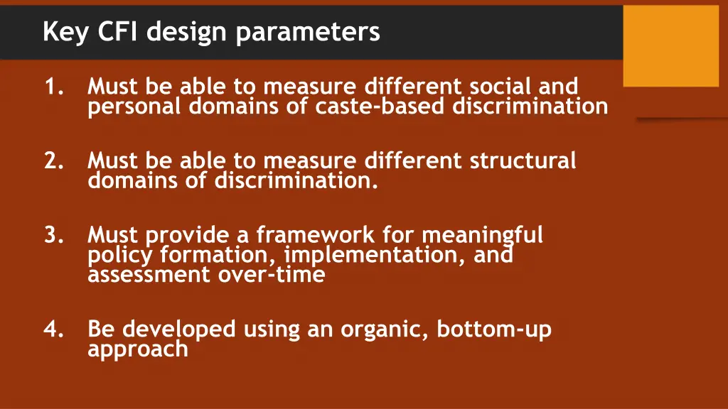 key cfi design parameters