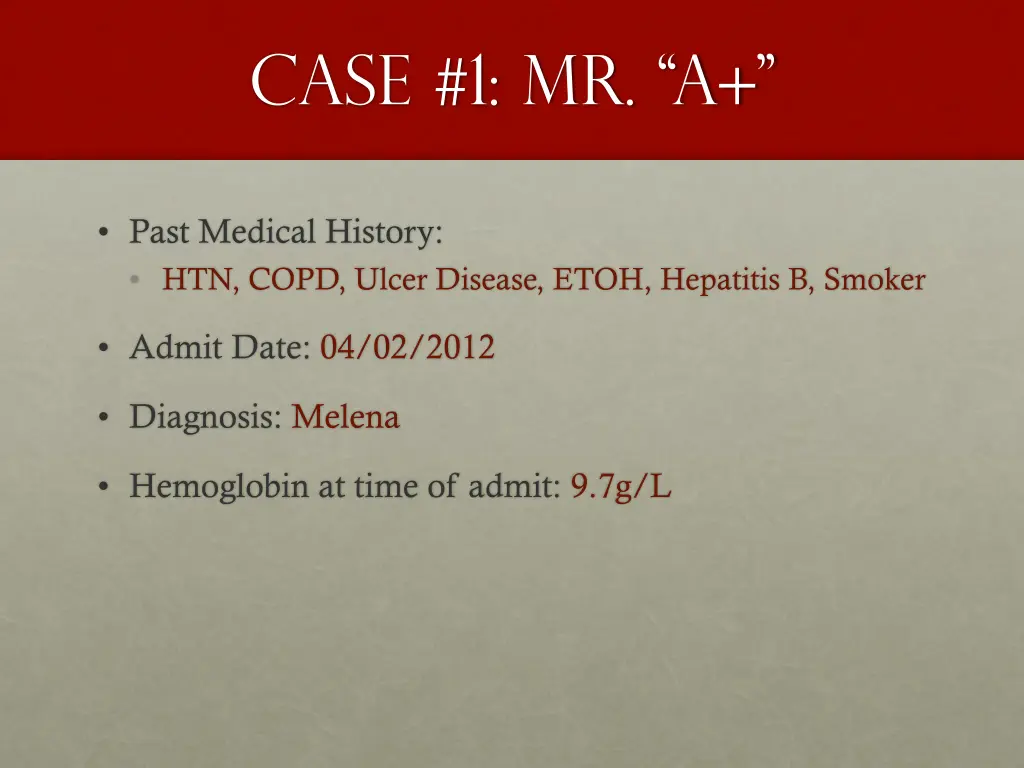 case 1 mr a