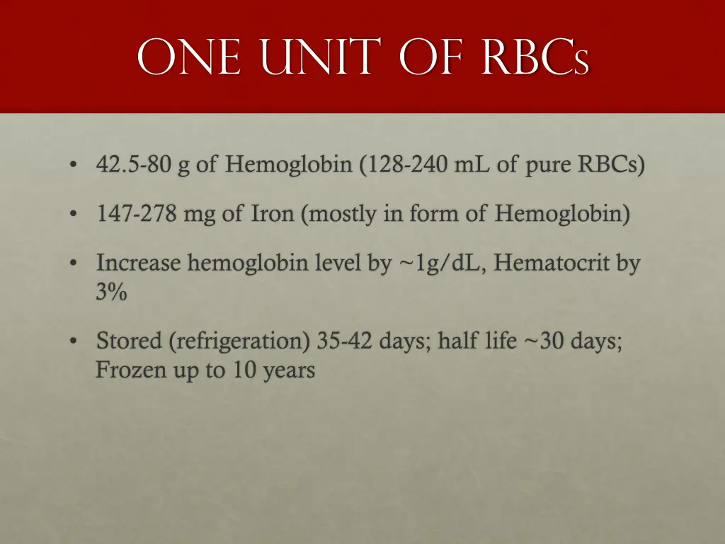 one unit of rbc s