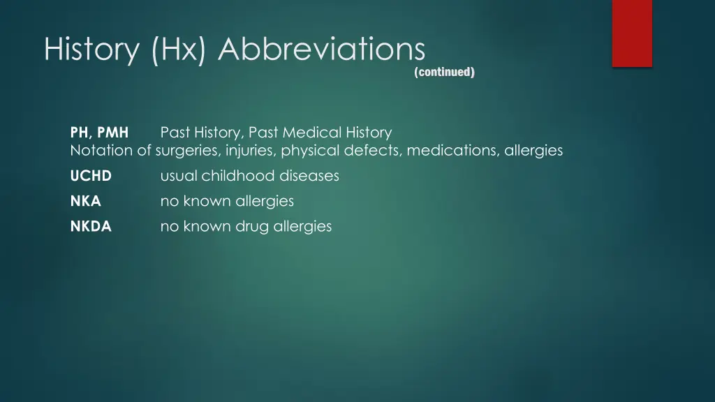 history hx abbreviations 1