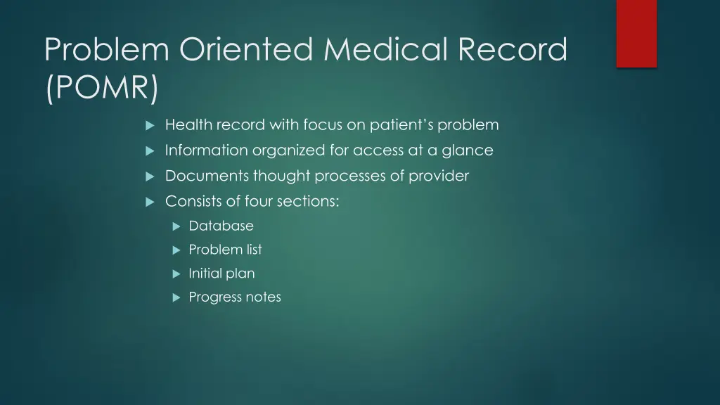 problem oriented medical record pomr