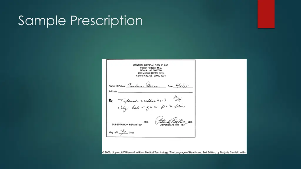 sample prescription