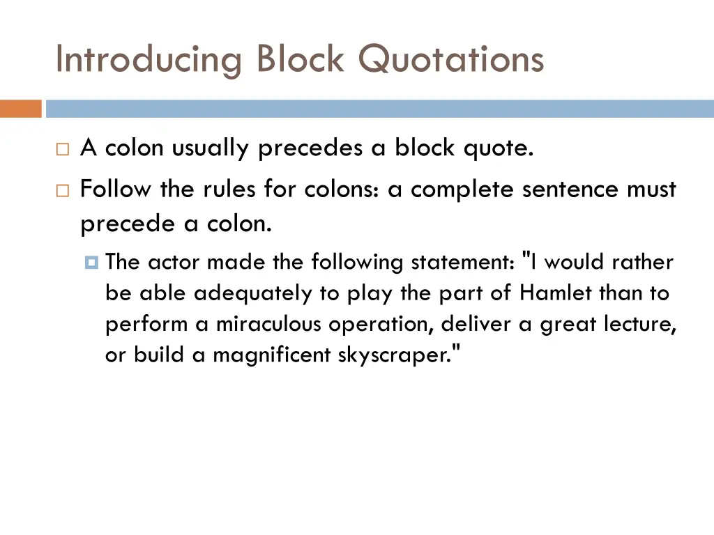 introducing block quotations