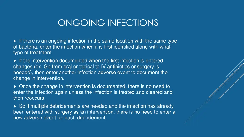 ongoing infections