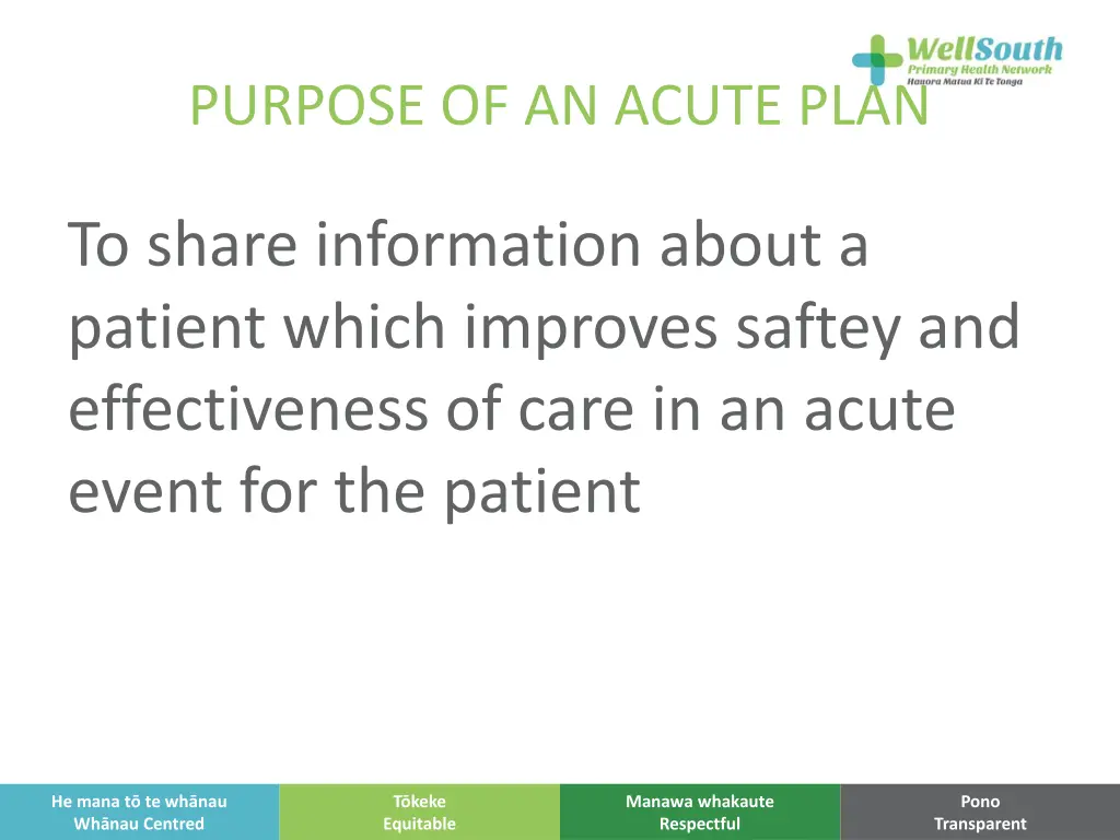 purpose of an acute plan