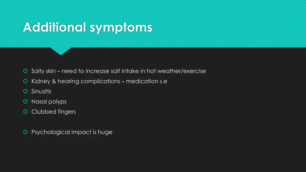 additional symptoms