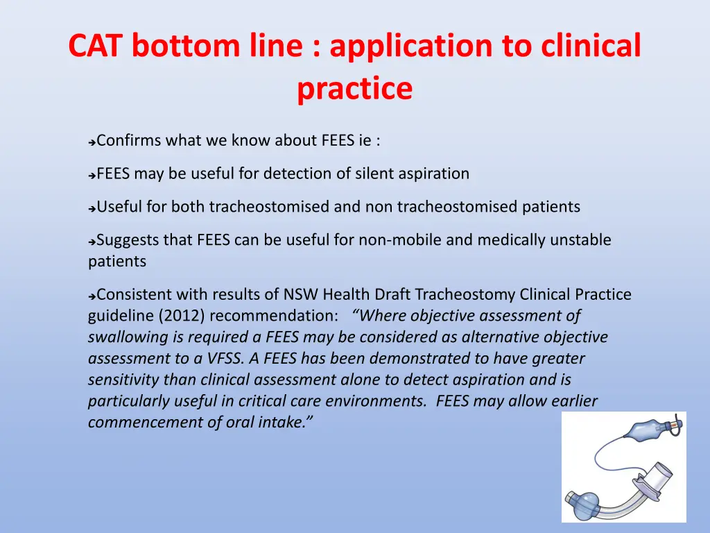 cat bottom line application to clinical practice