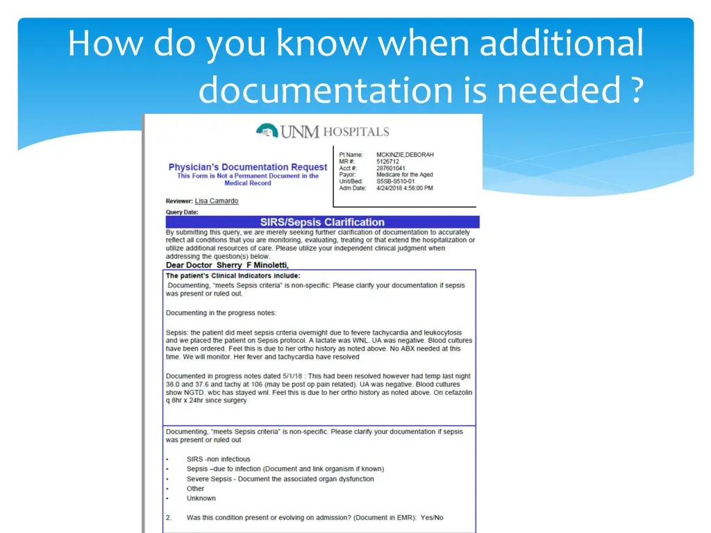 how do you know when additional documentation