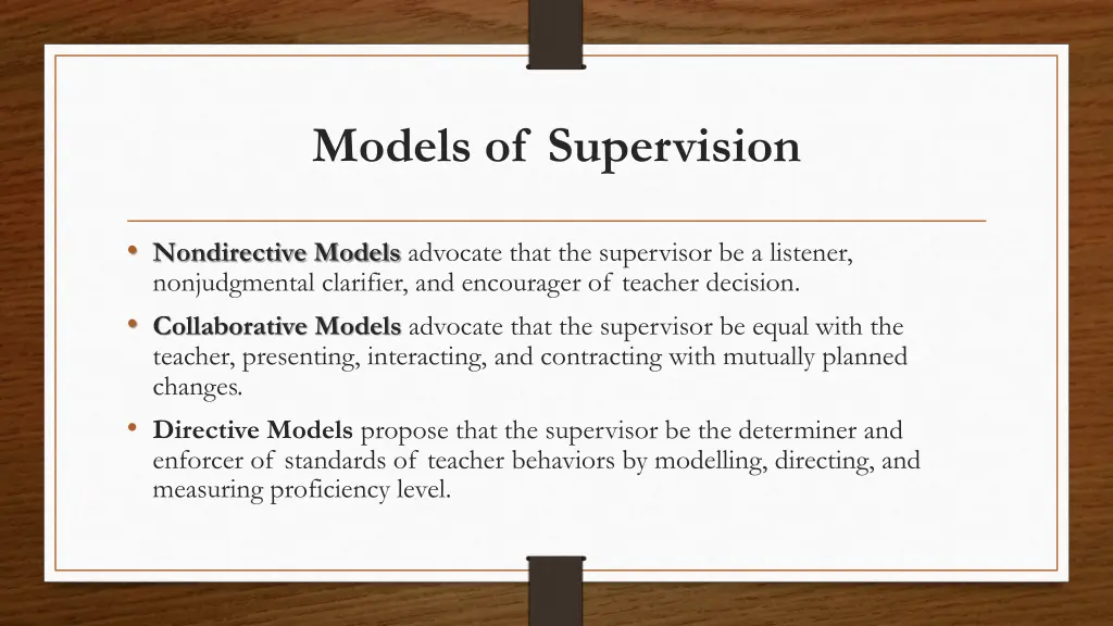 models of supervision