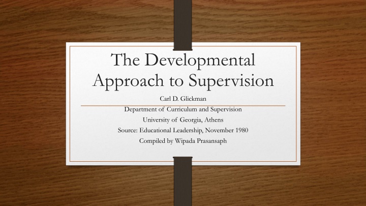 the developmental approach to supervision