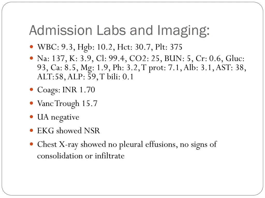 admission labs and imaging