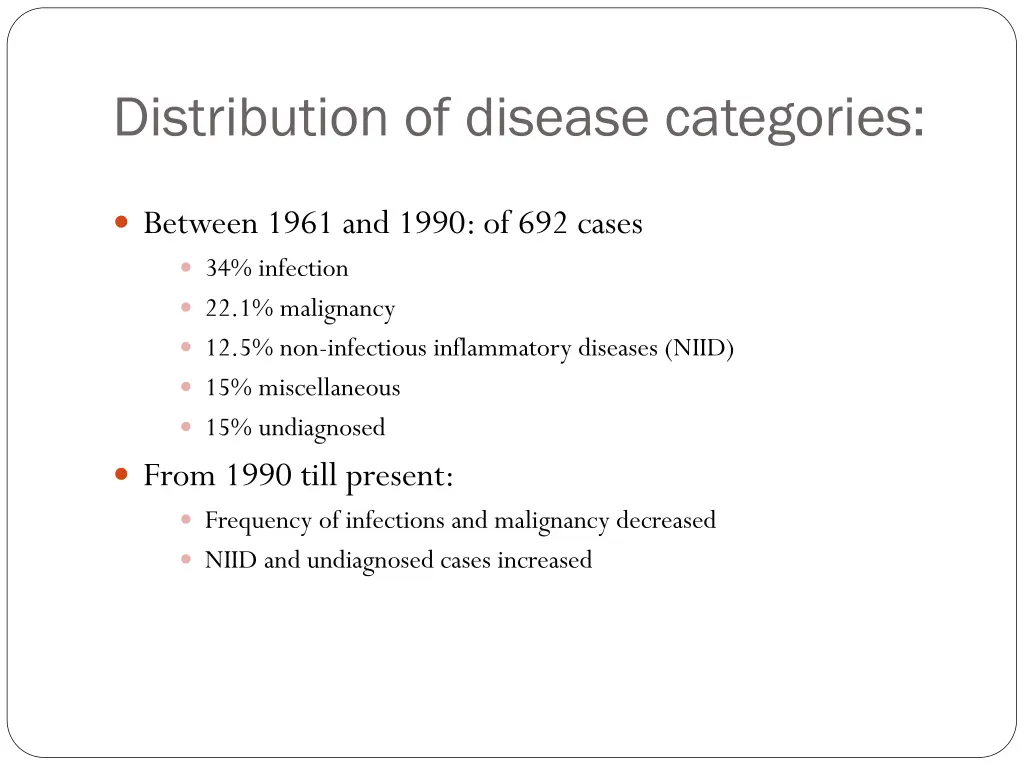 distribution of disease categories