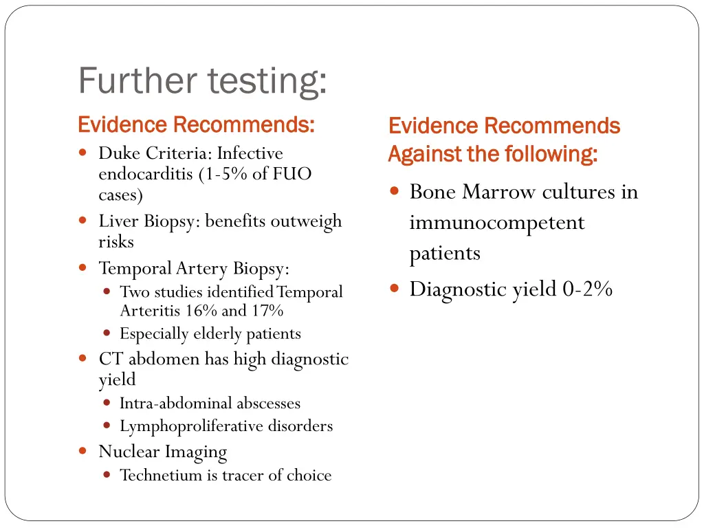 further testing evidence recommends evidence