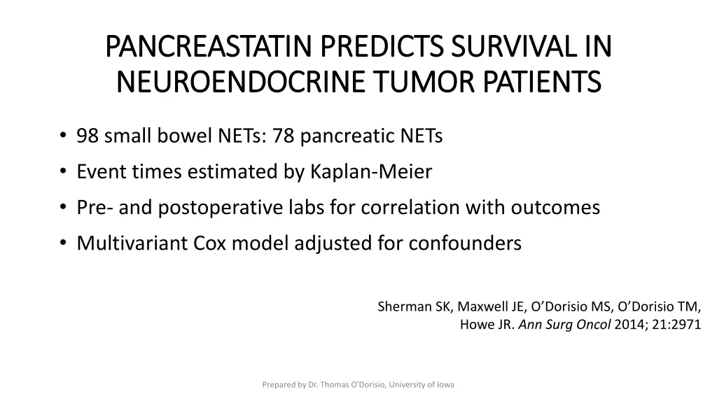 pancreastatin predicts survival in pancreastatin