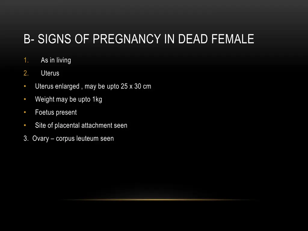 b signs of pregnancy in dead female