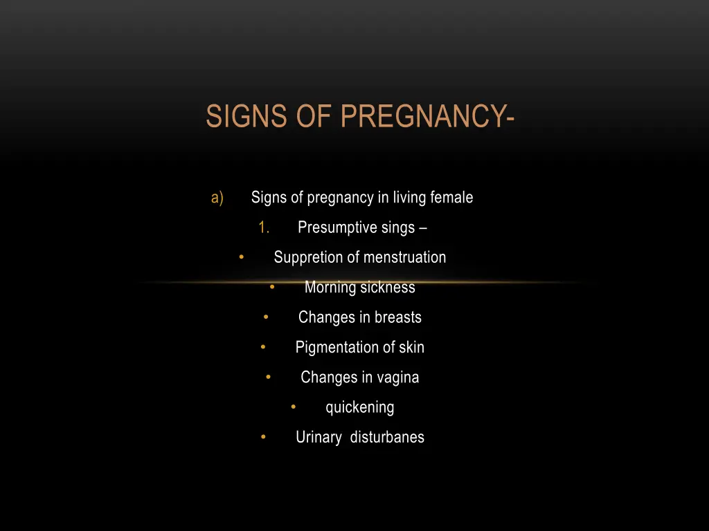 signs of pregnancy