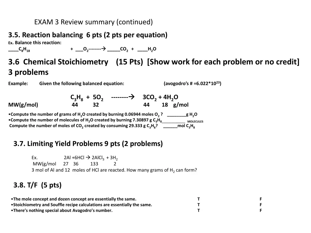 exam 3 review summary continued