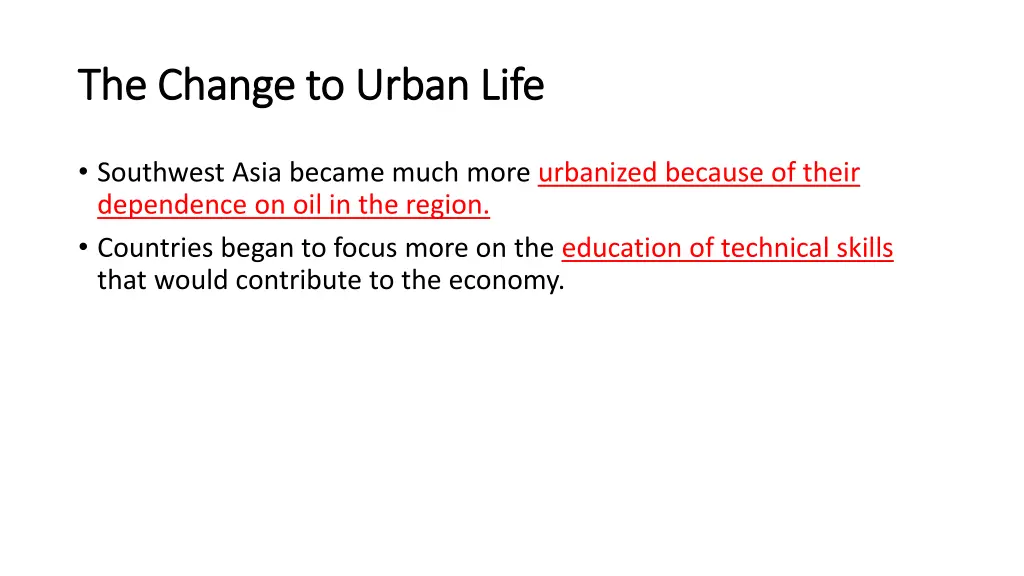 the change to urban life the change to urban life