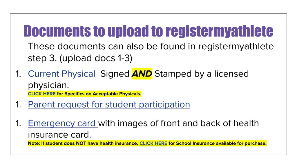 documents to upload to registermyathlete