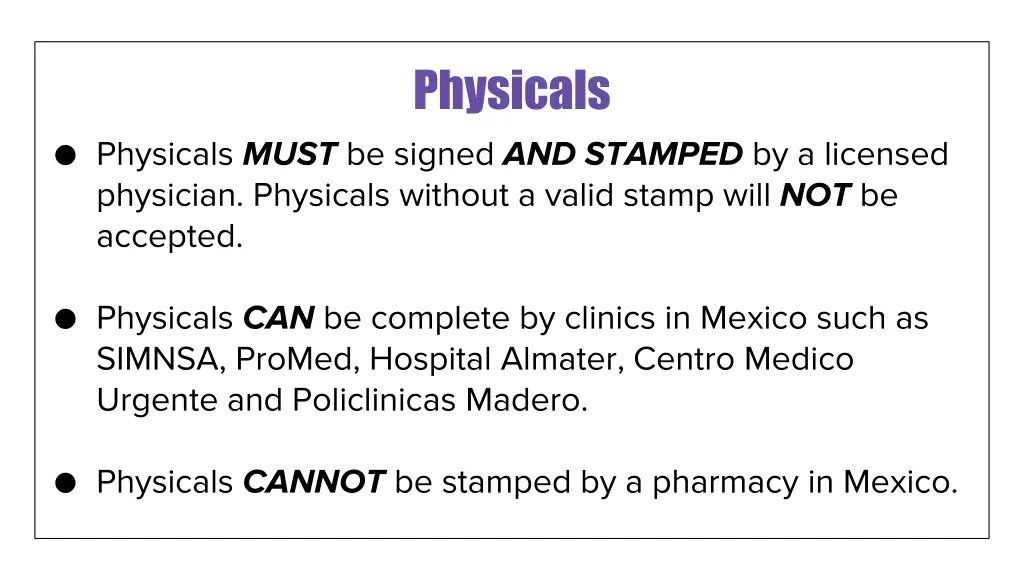 physicals