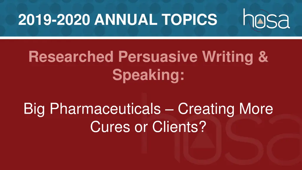 2019 2020 annual topics