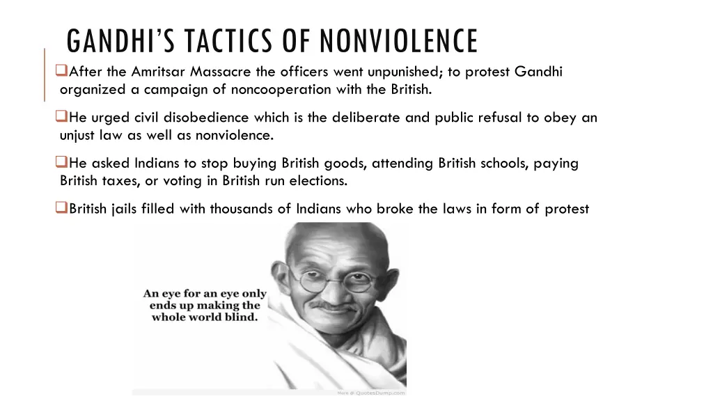 gandhi s tactics of nonviolence after