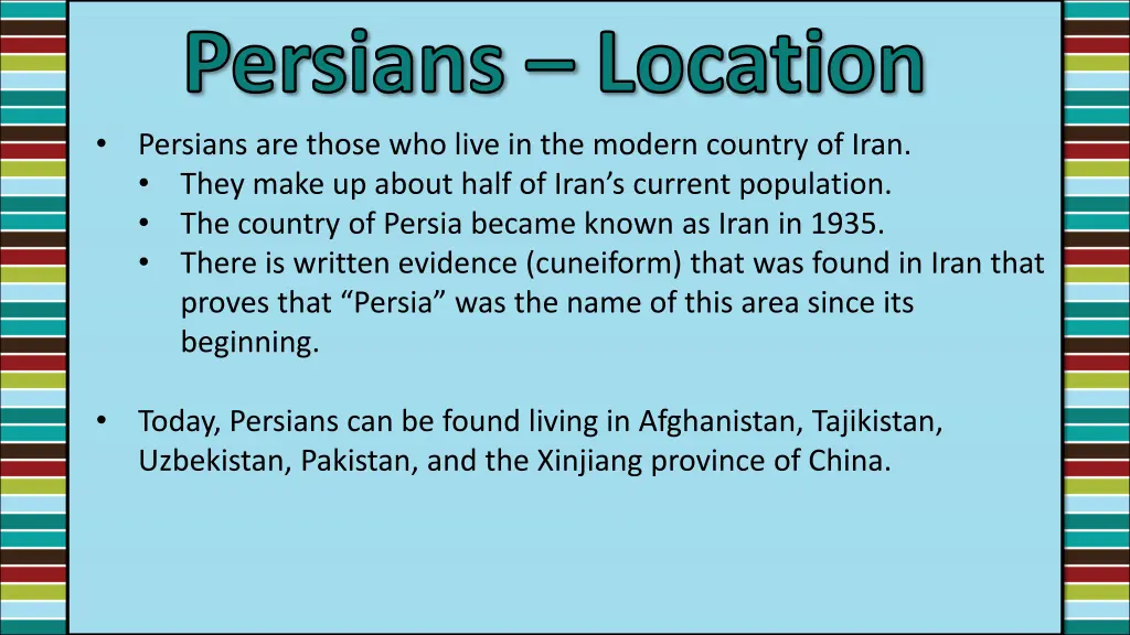 persians location persians are those who live