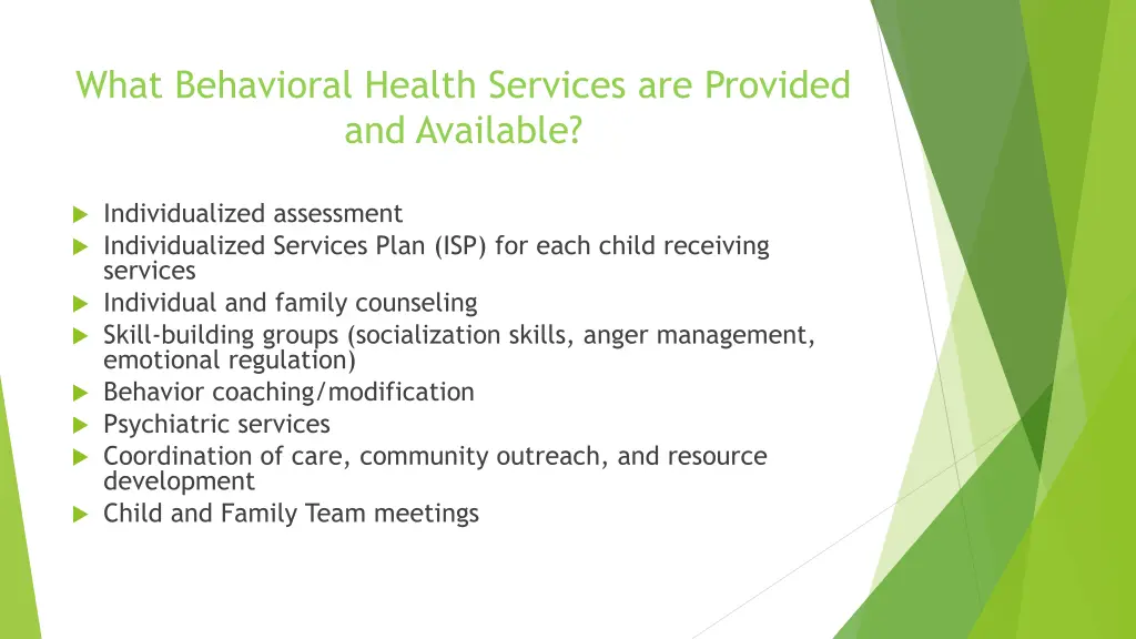 what behavioral health services are provided