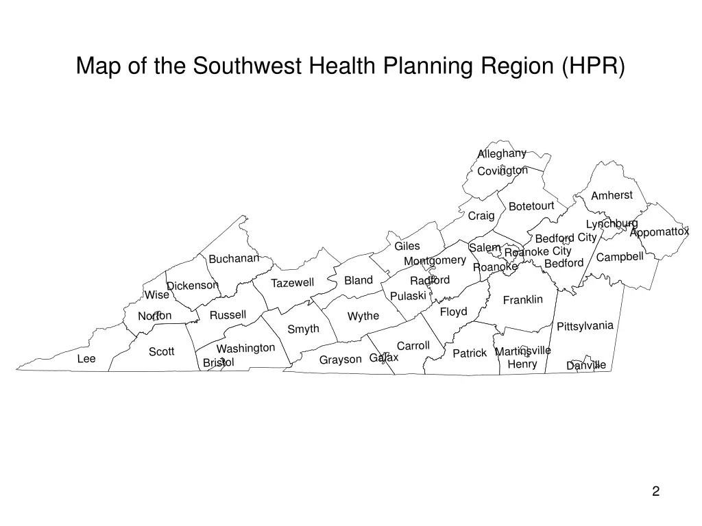 map of the southwest health planning region hpr