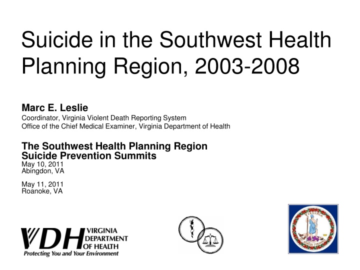 suicide in the southwest health planning region