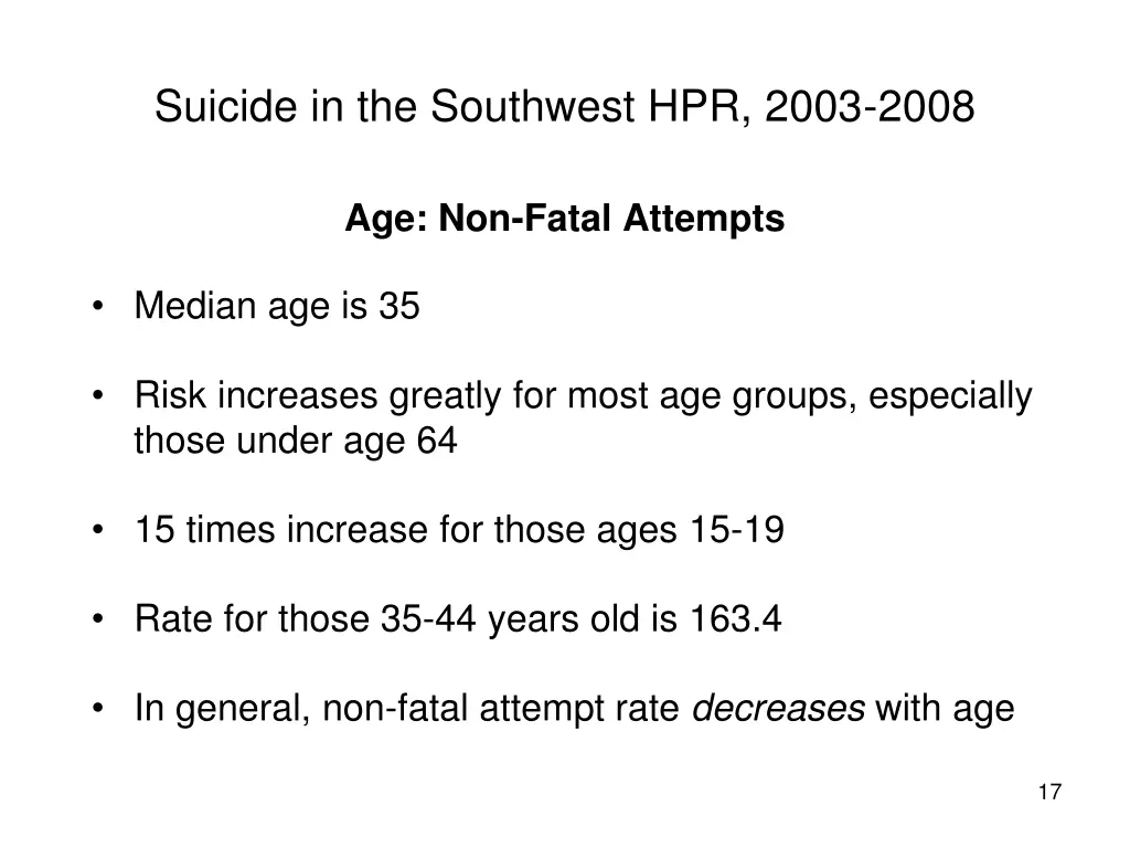 suicide in the southwest hpr 2003 2008 13