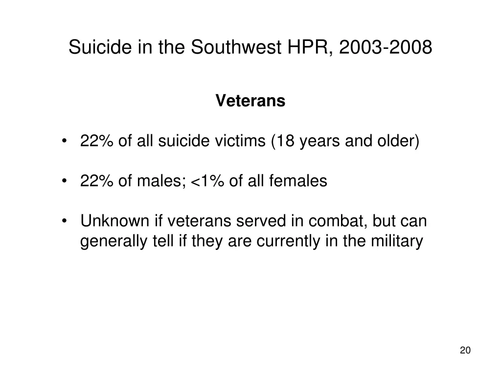 suicide in the southwest hpr 2003 2008 16