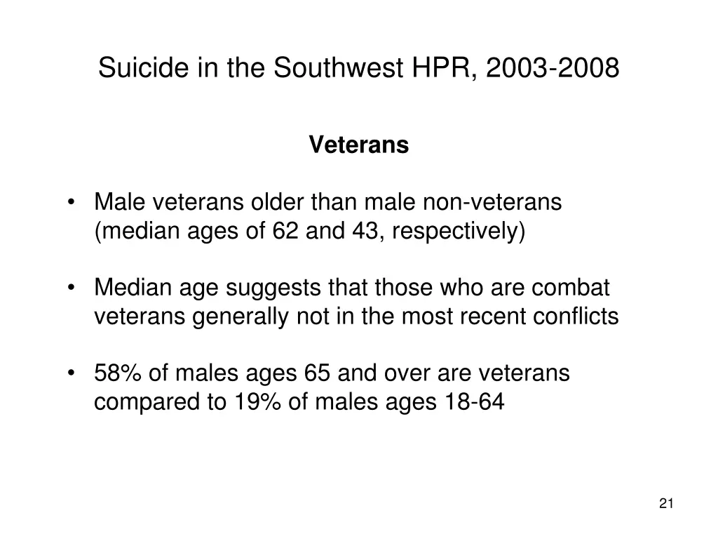 suicide in the southwest hpr 2003 2008 17