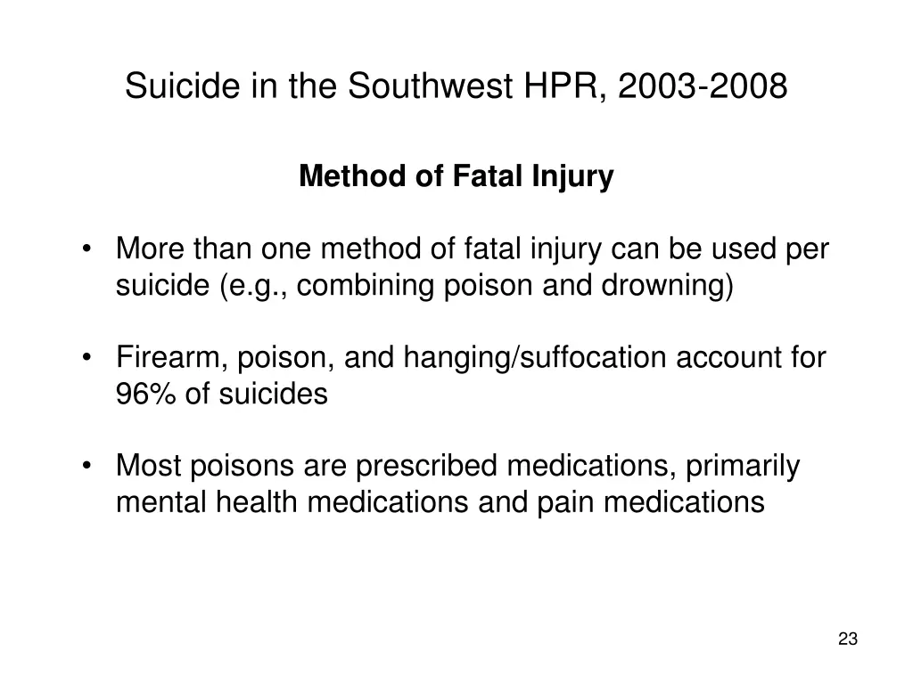 suicide in the southwest hpr 2003 2008 19