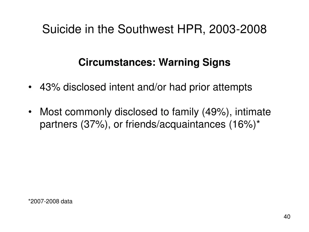 suicide in the southwest hpr 2003 2008 36